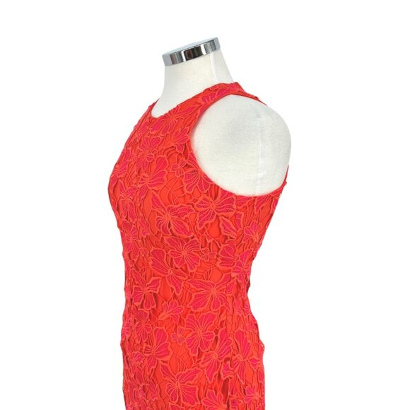 Alexia Admor Reese Floral Lace Halter Dress Coral Pink Orange Size XS - Picture 4 of 13